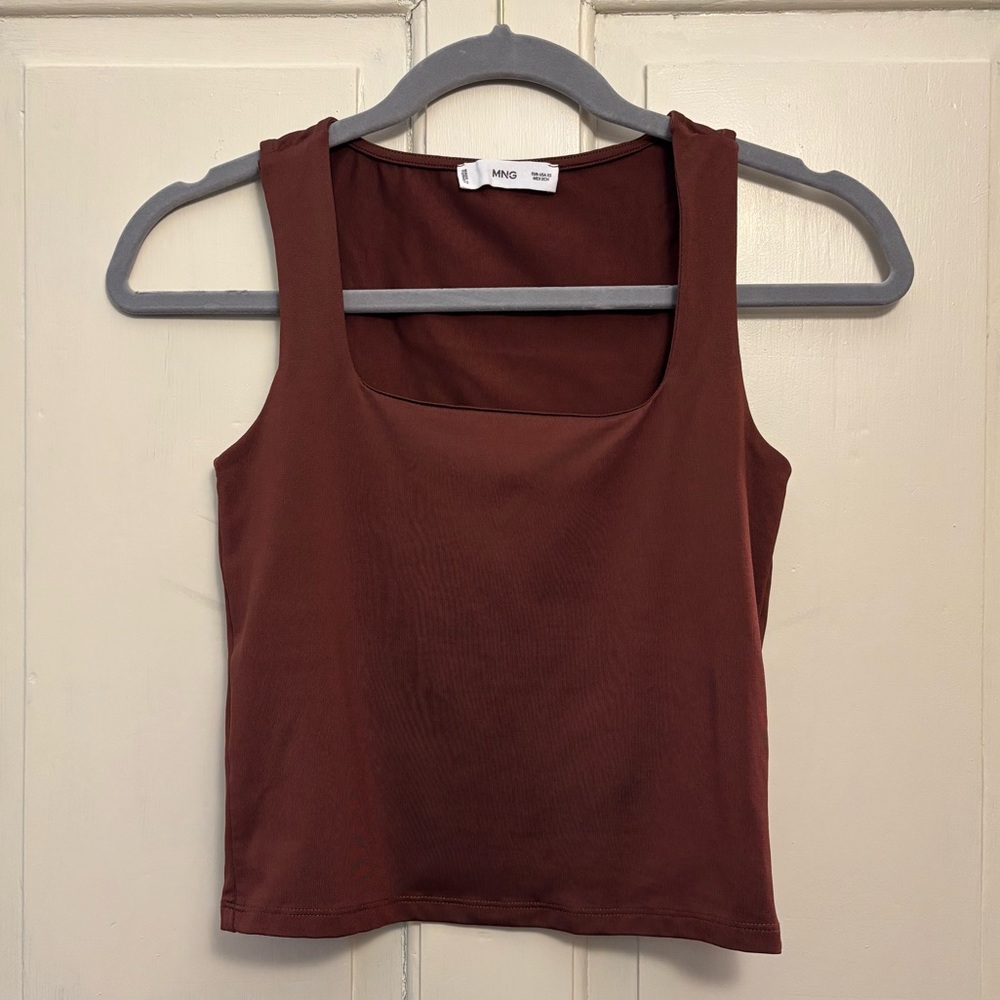 Mango Square Neck Sleeveless Crop Tank Top, size XS